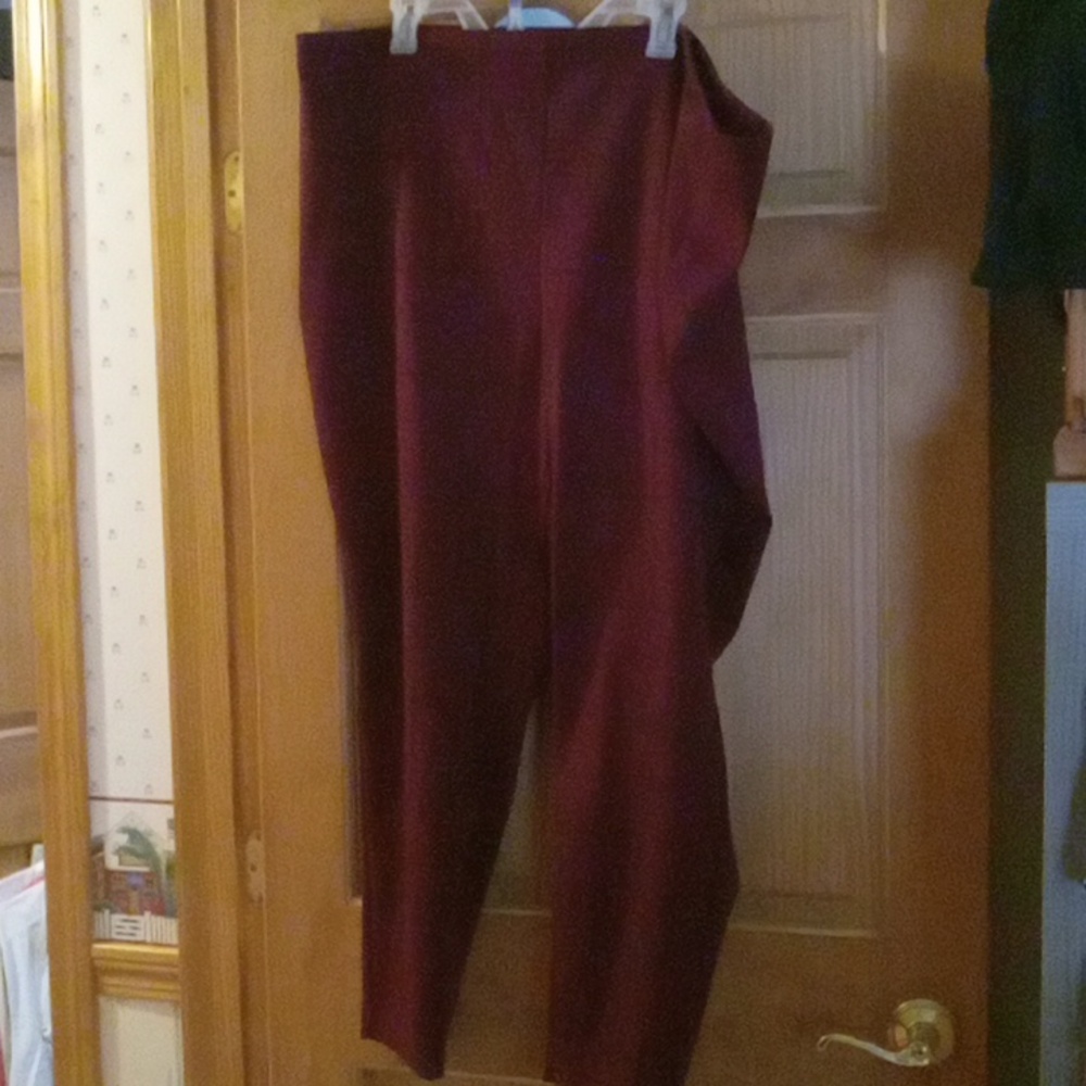Black and cranberry pants